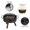 Emma and Oliver Round Wood Burning Sun & Moon Cutout Outdoor Firepit with Mesh Spark Screen